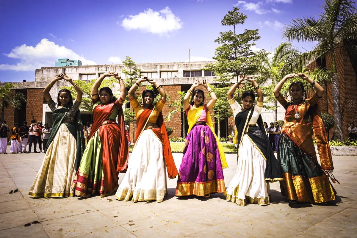 P P Savani University students in traditional attire on campus