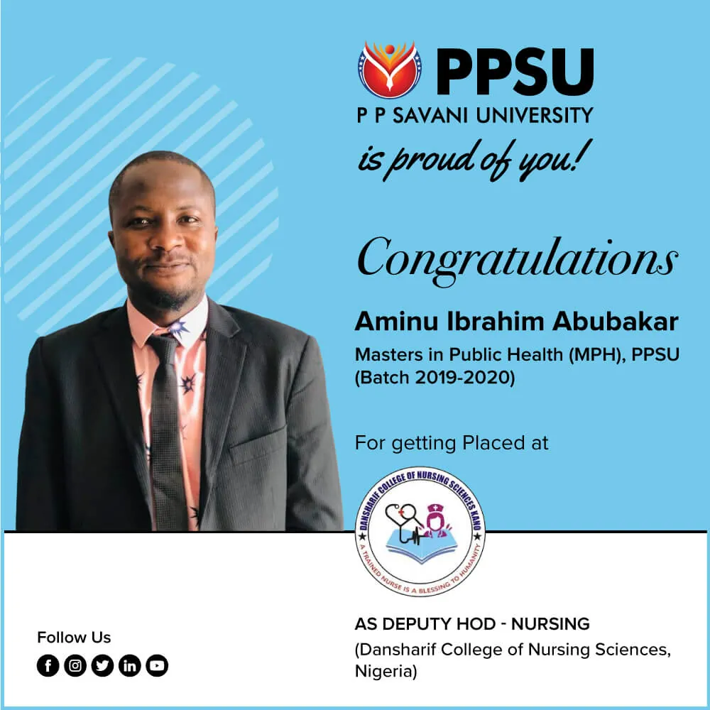 PP Savani University placement record 92