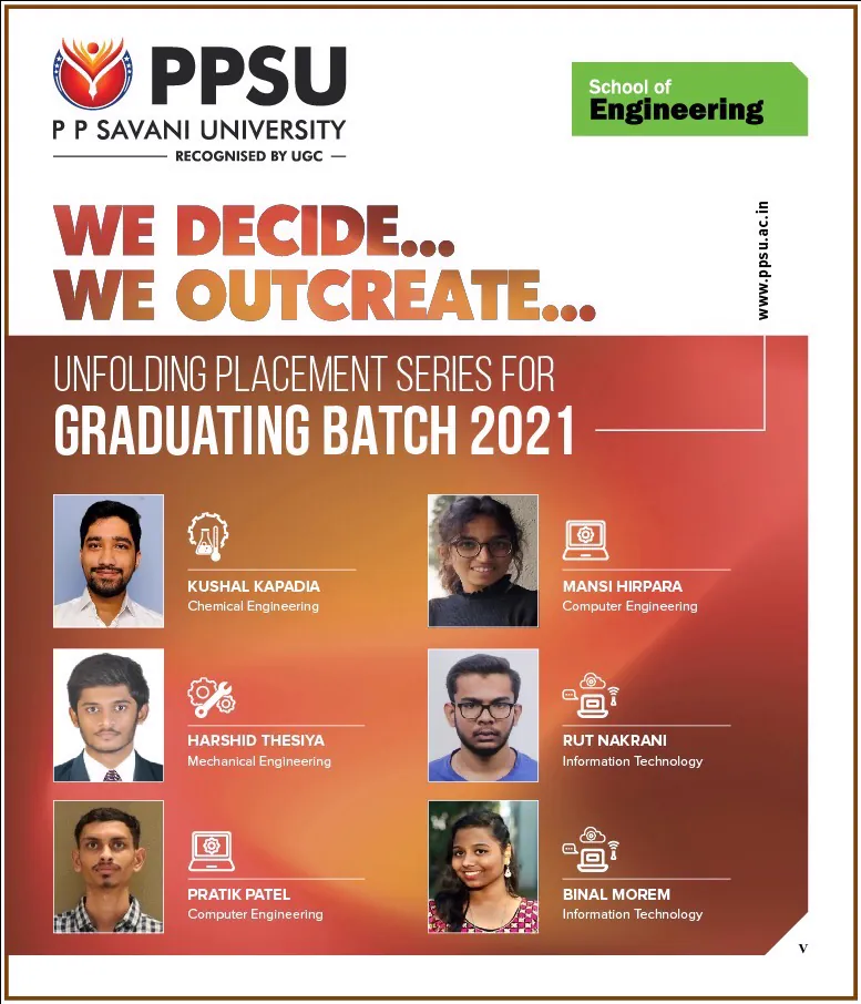 PP Savani University placement record 96