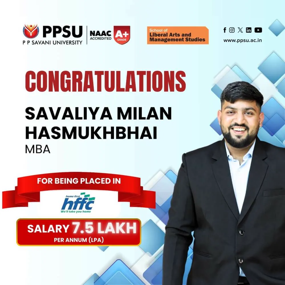 PP Savani University placement record 14