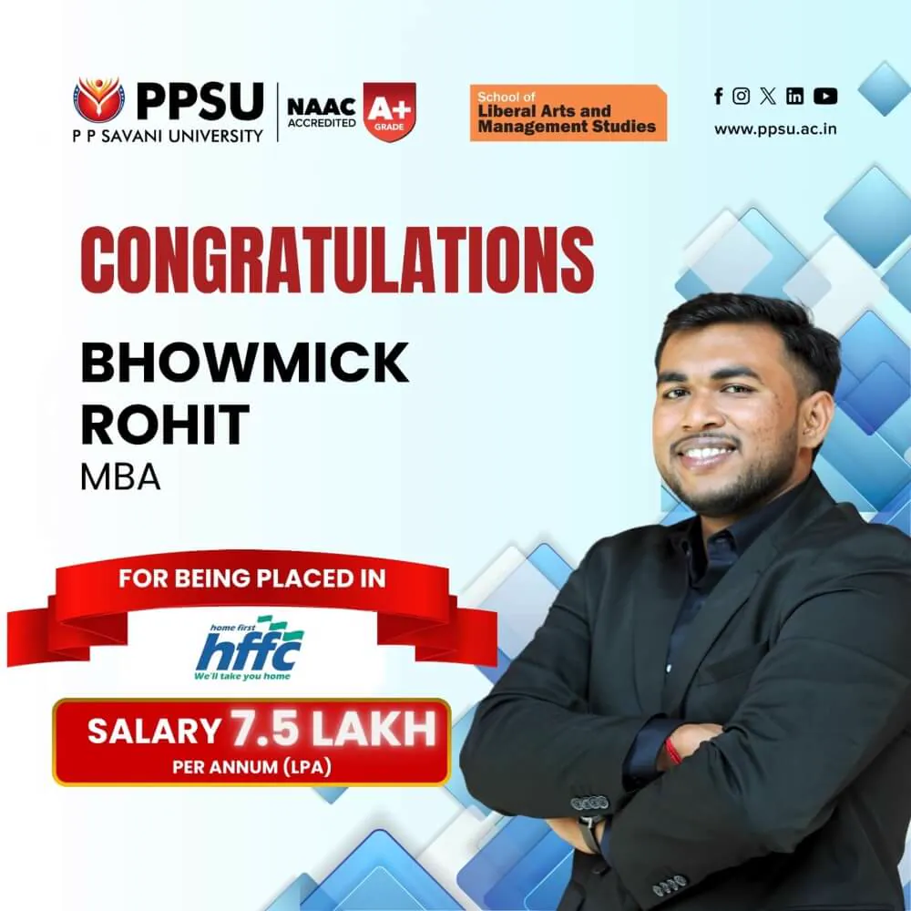 PP Savani University placement record 15