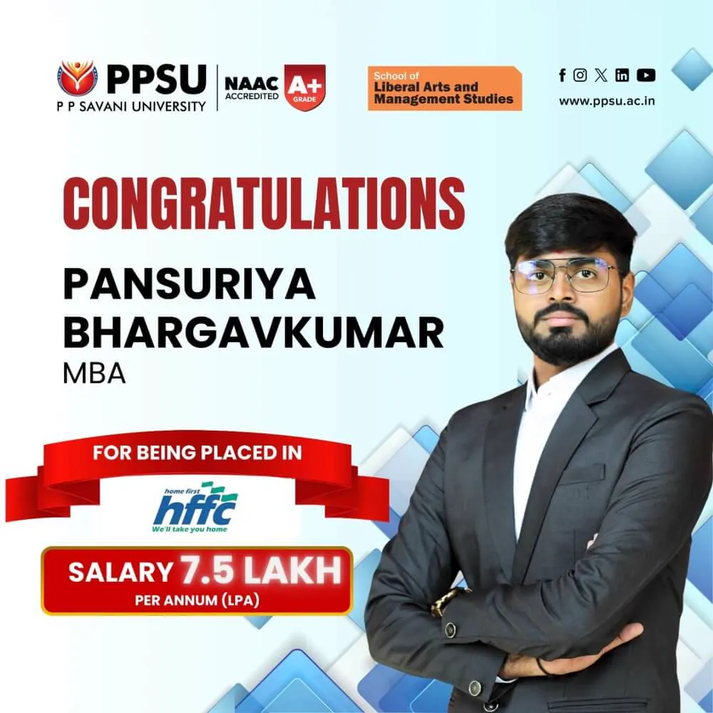 PP Savani University placement record 16