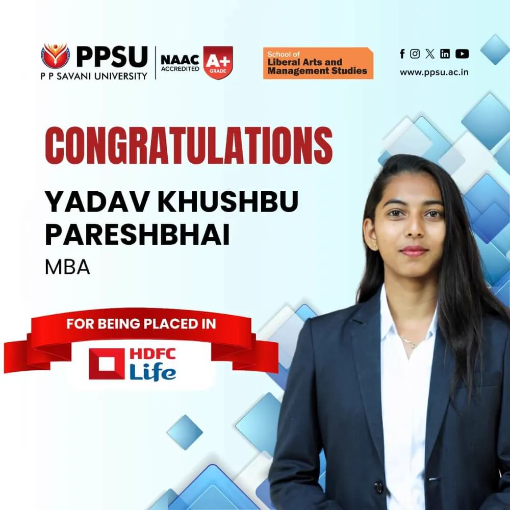 PP Savani University placement record 20