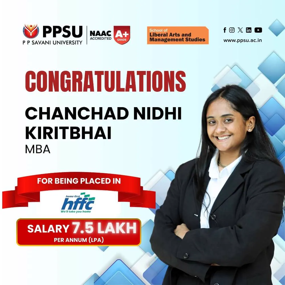 PP Savani University placement record 4