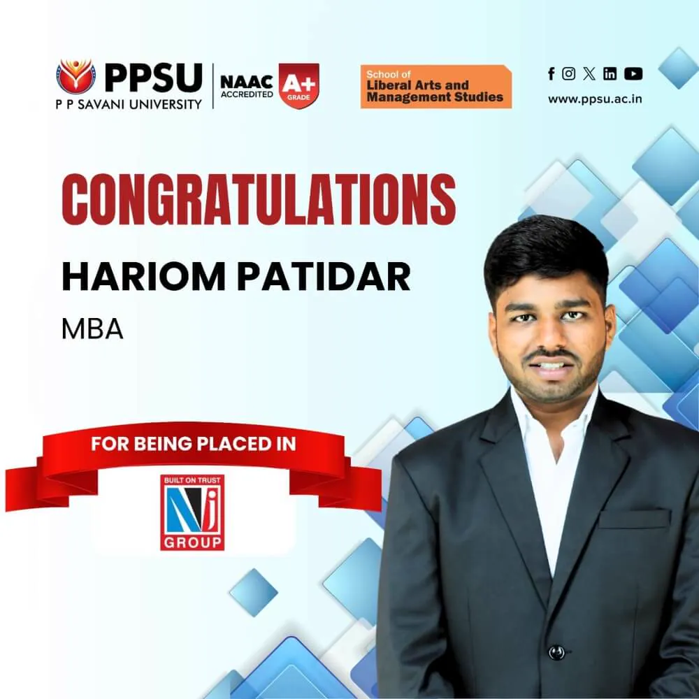 PP Savani University placement record 25
