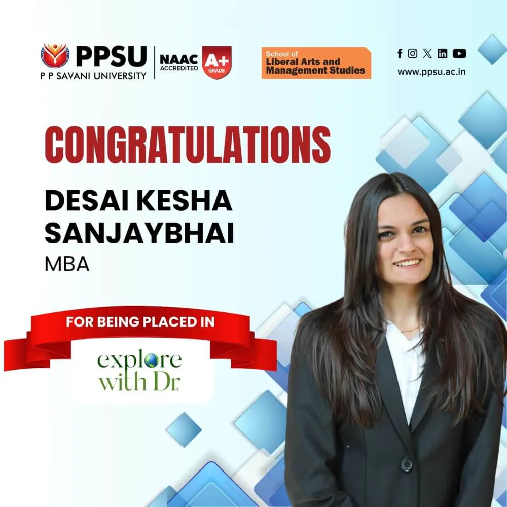 PP Savani University placement record 27