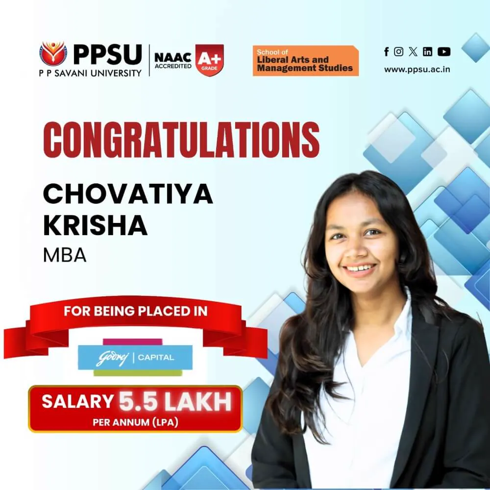 PP Savani University placement record 28