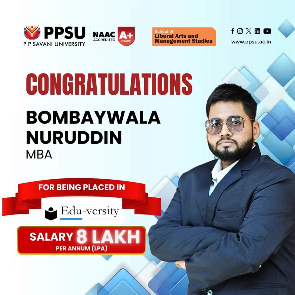 PP Savani University placement record 5