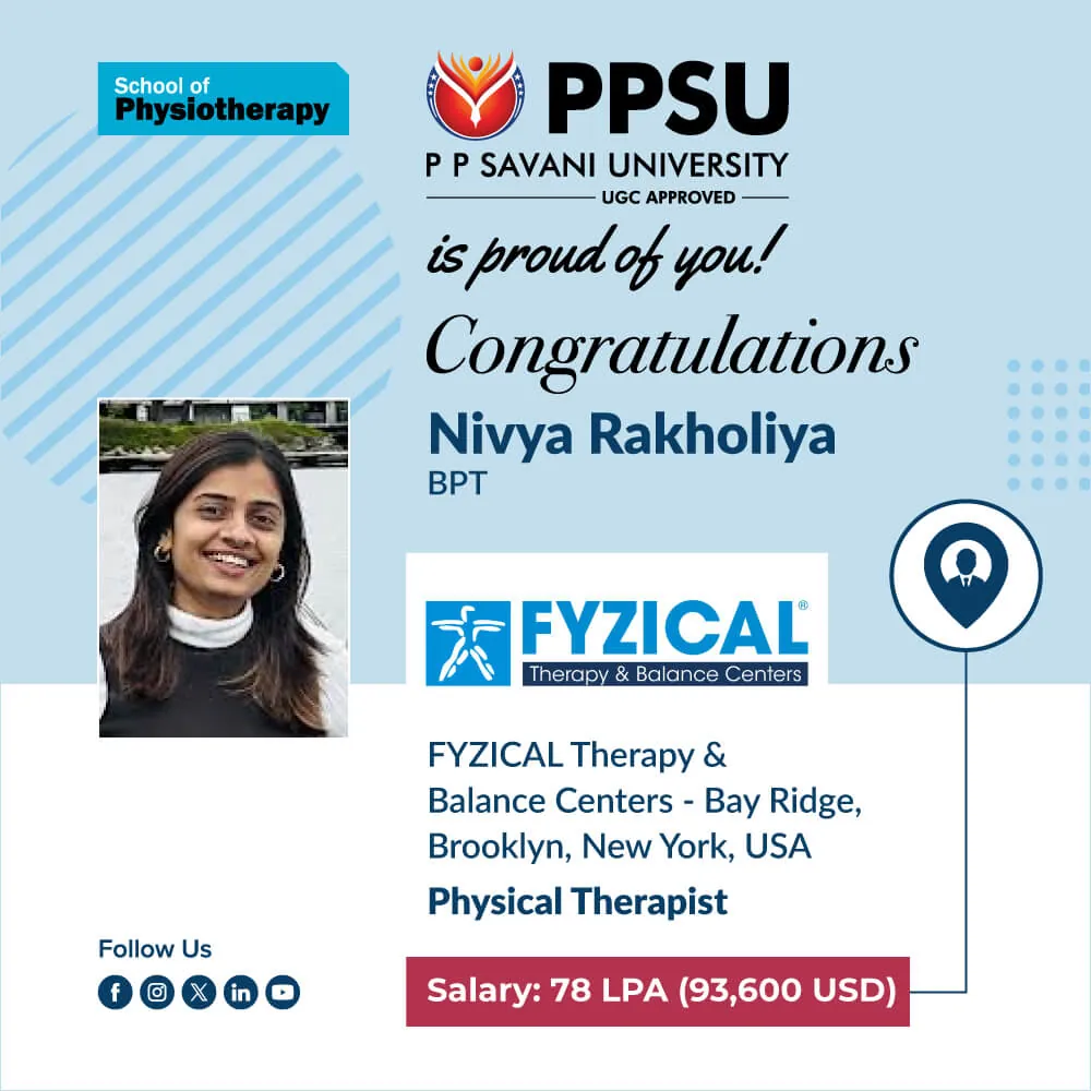 PP Savani University placement record 2