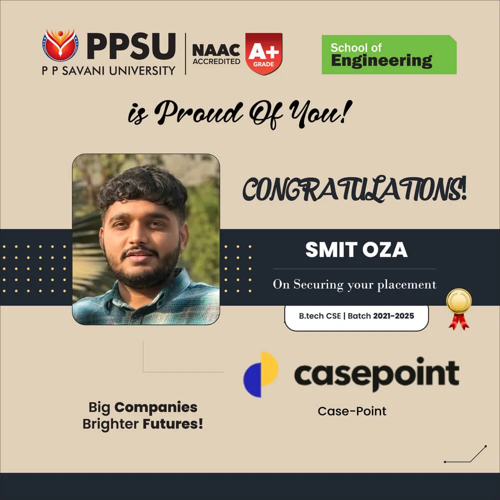 PP Savani University placement record 59