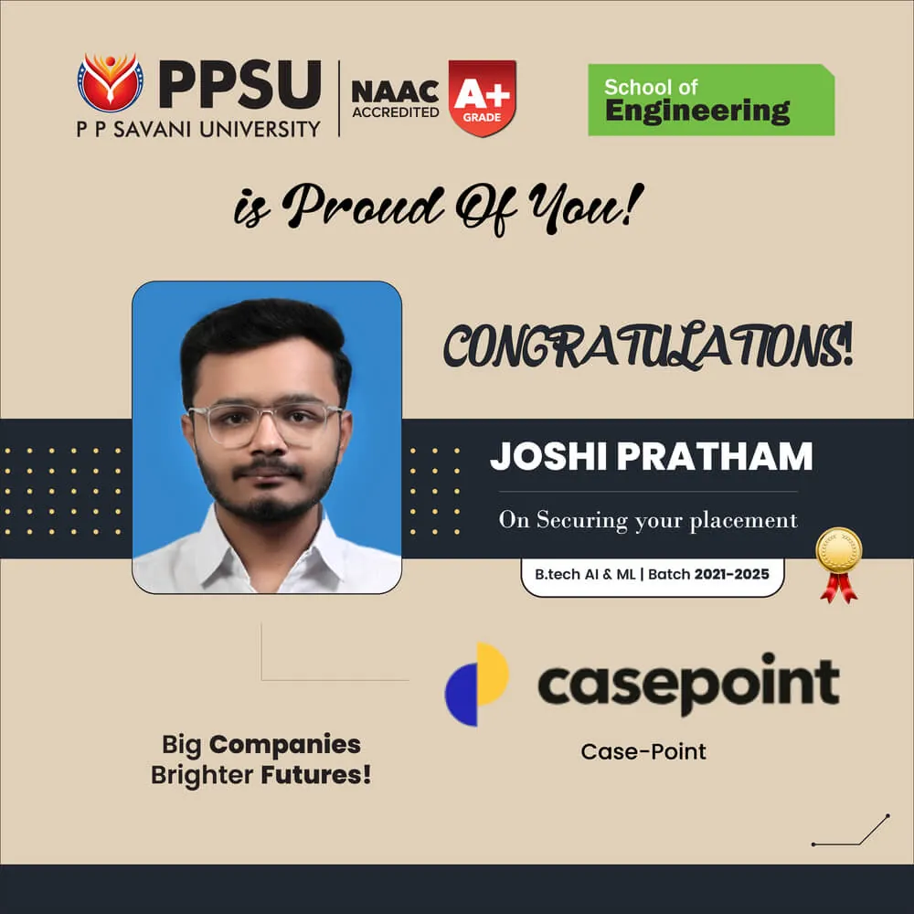 PP Savani University placement record 64