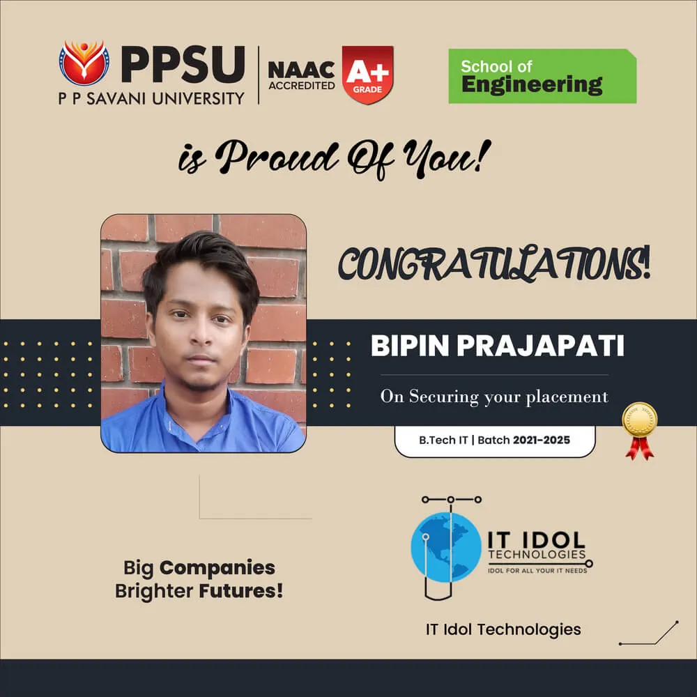 PP Savani University placement record 78