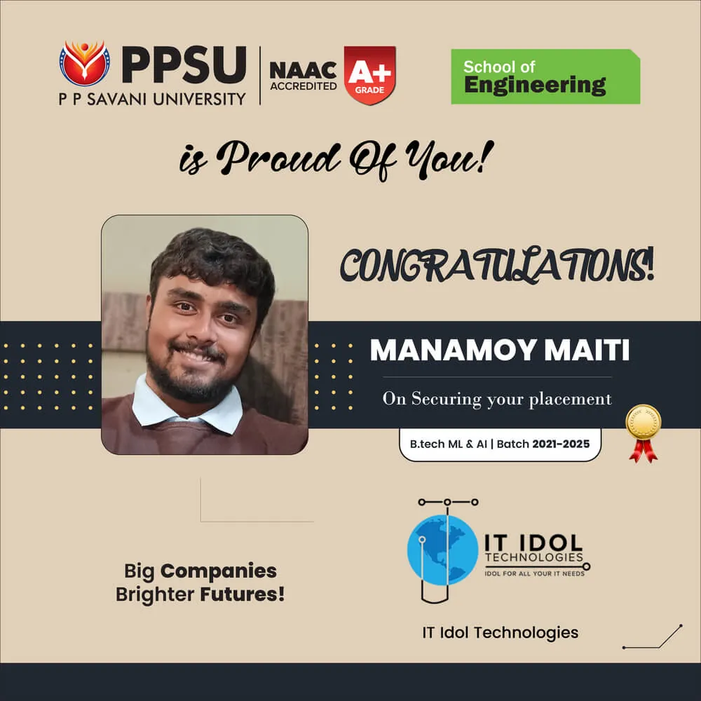 PP Savani University placement record 79