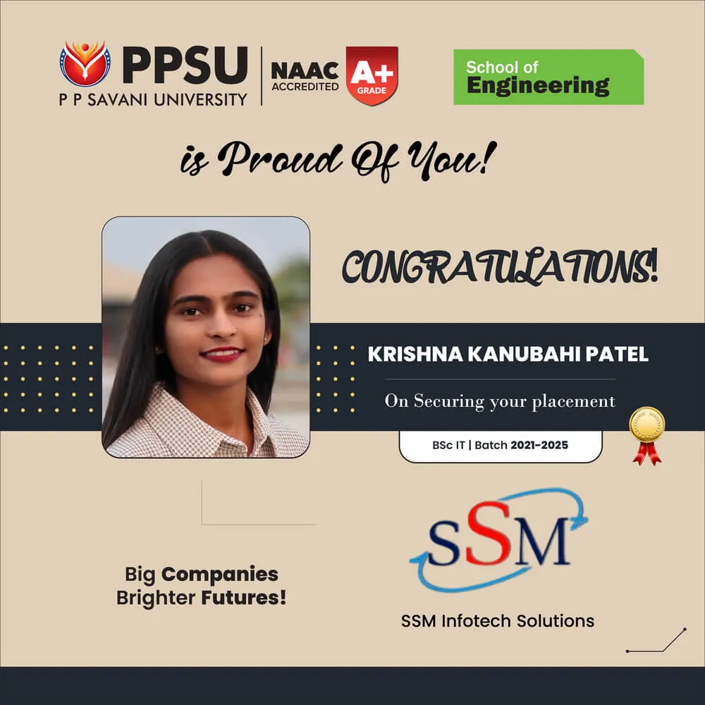 PP Savani University placement record 46