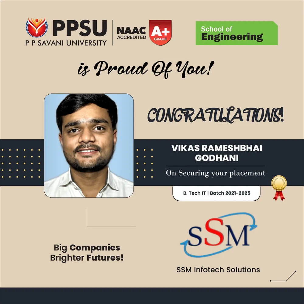 PP Savani University placement record 48