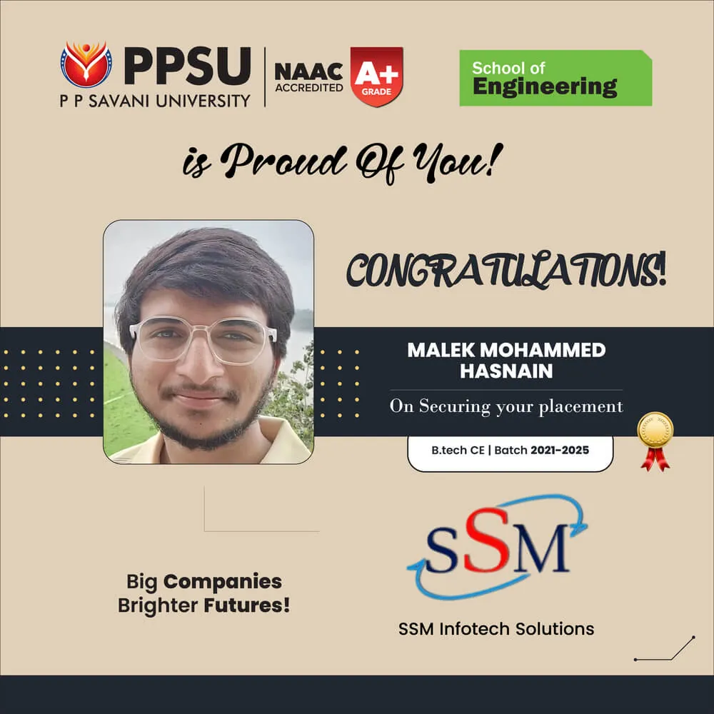 PP Savani University placement record 49