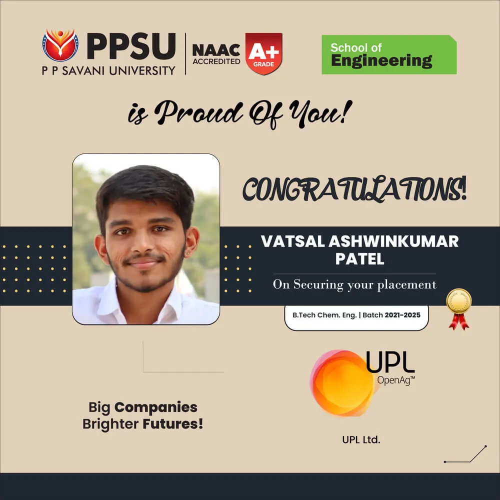 PP Savani University placement record 53