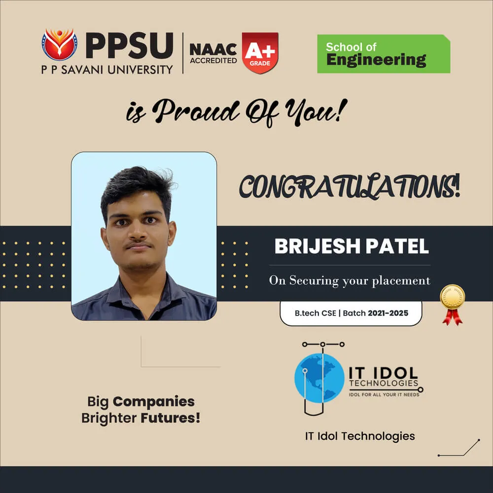 PP Savani University placement record 35