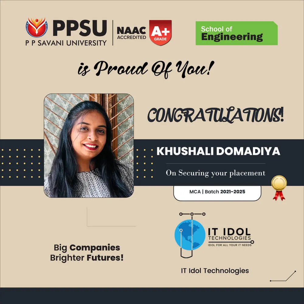PP Savani University placement record 37