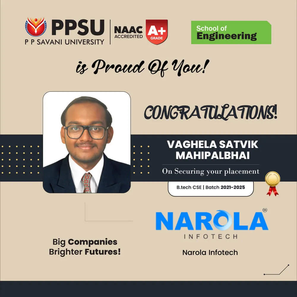 PP Savani University placement record 40