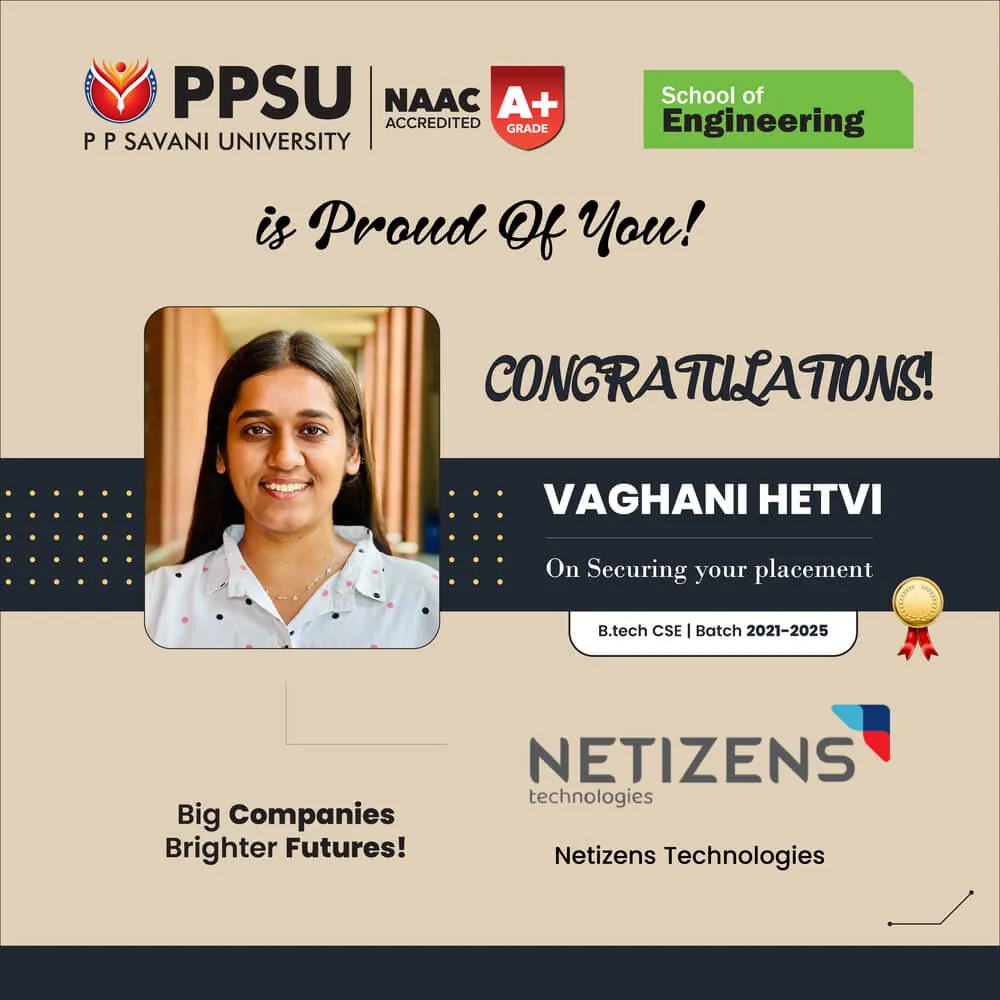 PP Savani University placement record 38