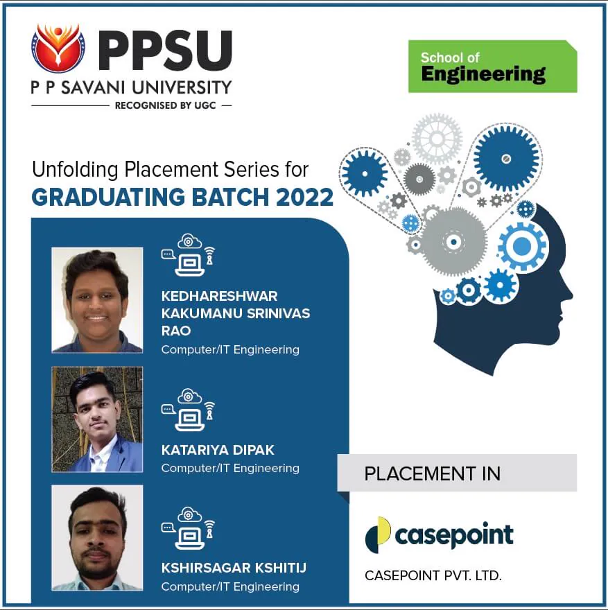 PP Savani University placement record 83