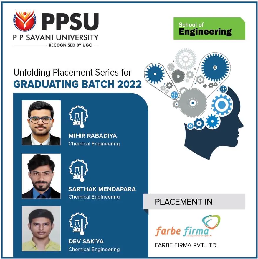 PP Savani University placement record 86