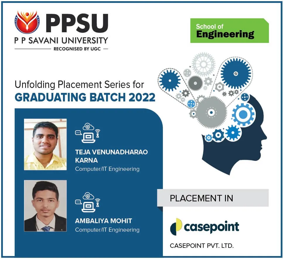 PP Savani University placement record 80