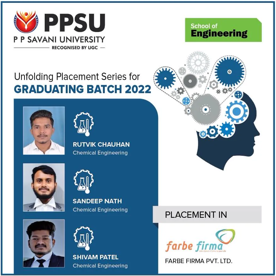 PP Savani University placement record 84