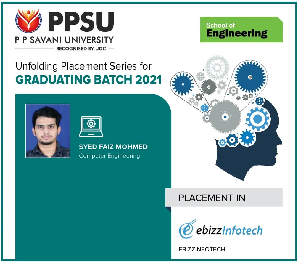 PP Savani University placement record 88
