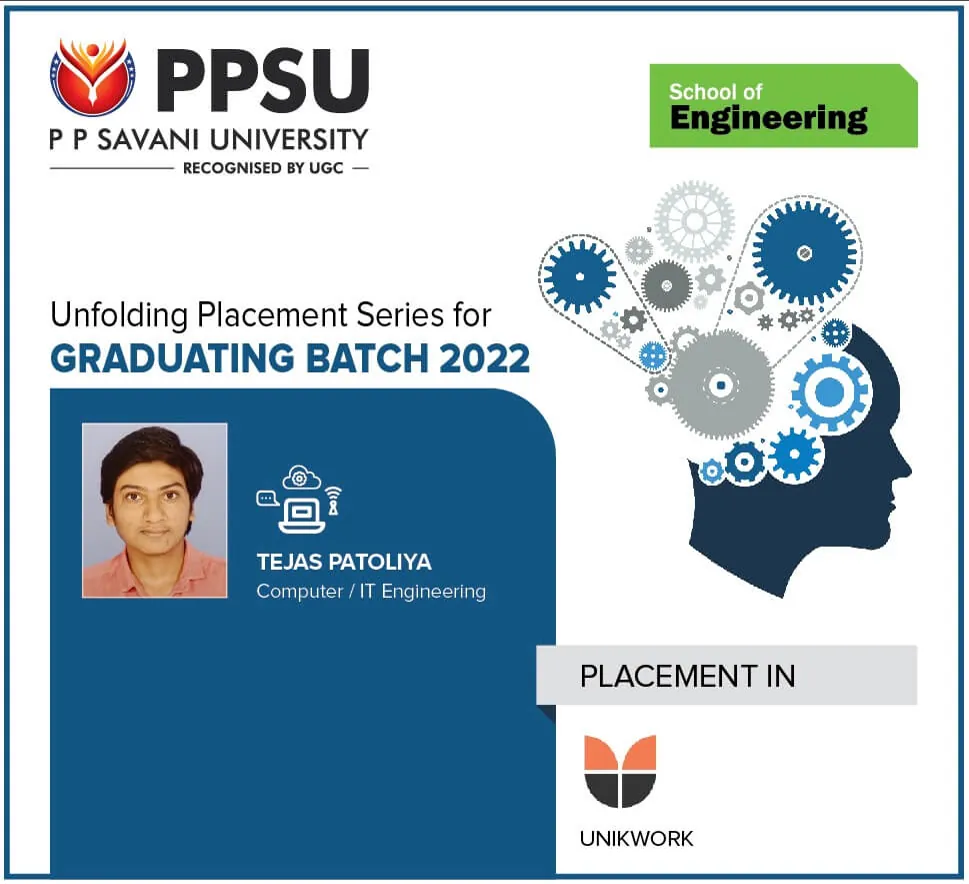 PP Savani University placement record 85
