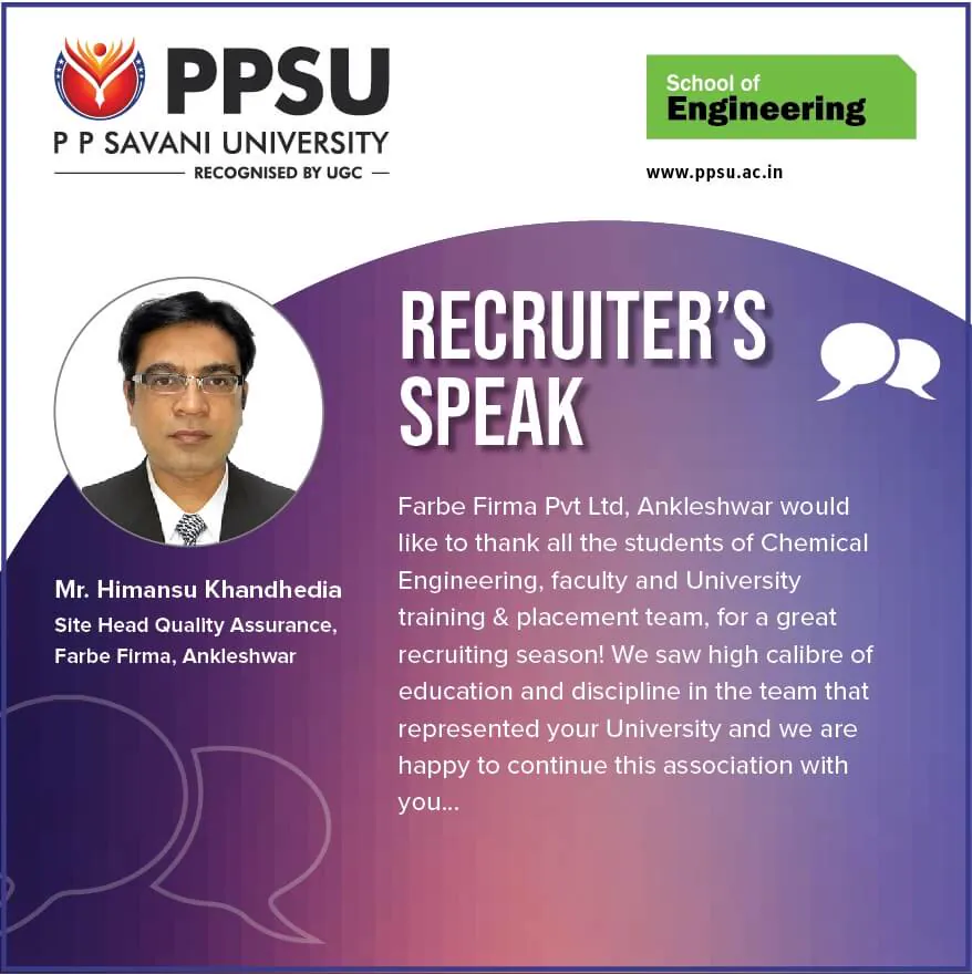 Recruiter's Speak - Mr. Himansu Khandhedia, Site Head Quality Assurance, Farbe Firma, Ankleshwar