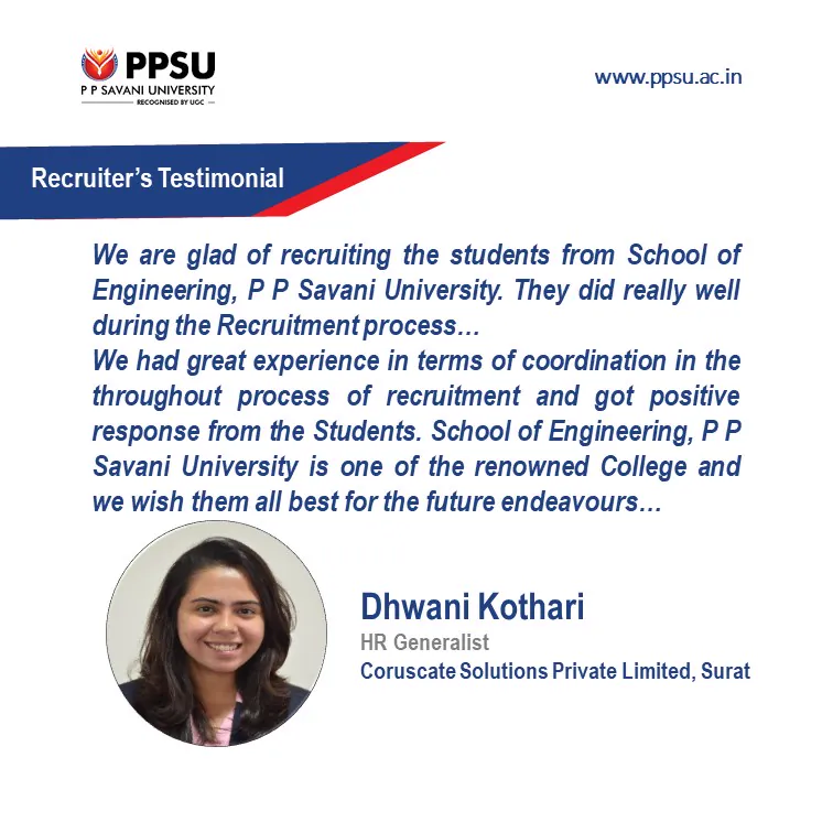 Recruiter's Testimonial - Dhwani Kothari, HR Generalist, Coruscate Solutions Private Limited, Surat
