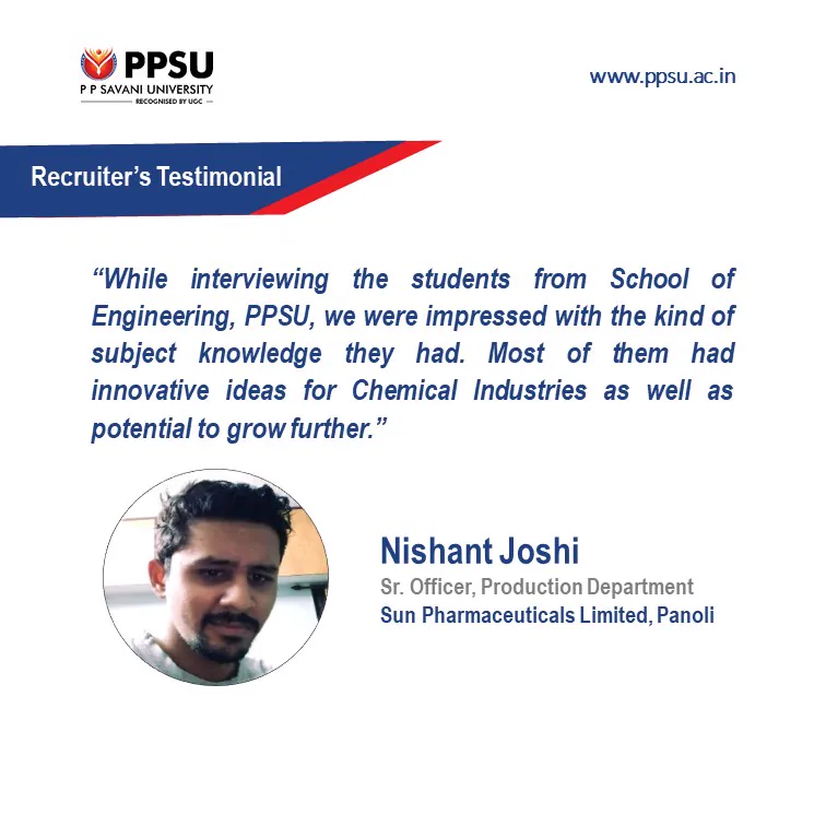 Recruiter's Testimonial - Nishant Joshi, Sr. Officer, Production Department, Sun Pharmaceuticals Limited, Panoli