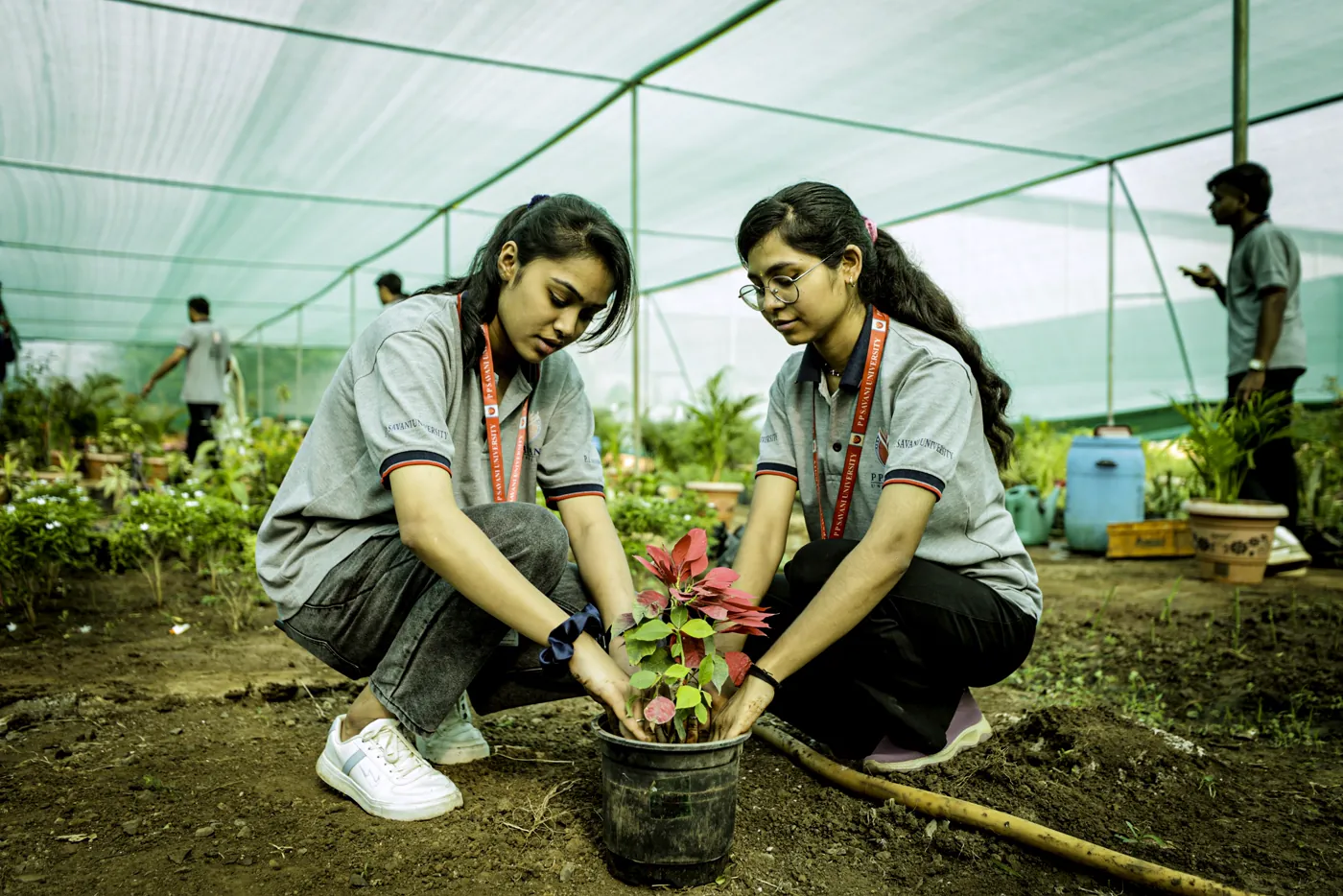 Agriculture students during a plantation activity at PPSU